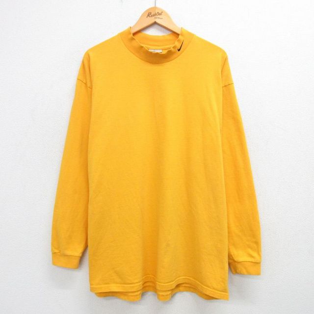 【50%OFF】ナイキ 90s 長袖Tシャツ ワンポイントロゴ イエロー XL | 古着