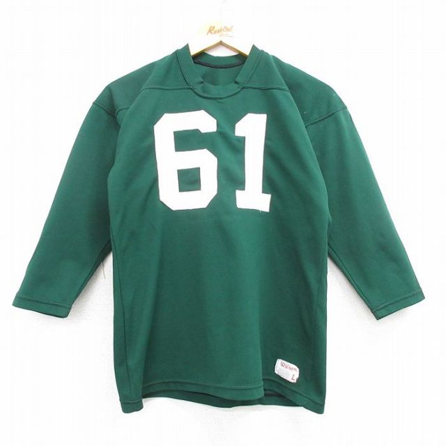 S★古着 ウィルソン 長袖 ビンテージ フットボール Tシャツ メンズ 80年代 80s 61 USA製 緑 グリーン 25mar22 中古