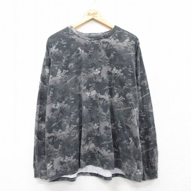 XL★古着 レッドヘッド 長袖 Tシャツ メンズ 大きいサイズ コットン クルーネック 黒他 ブラック 迷彩 25mar28 中古