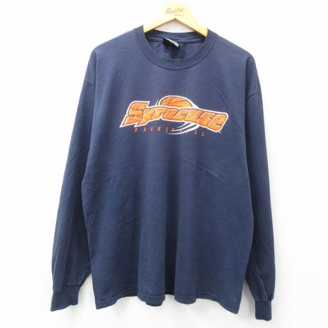 【50%OFF】STEVE&BARRYS 00s 長袖Tシャツ シラキュース ネイビー XL | 古着