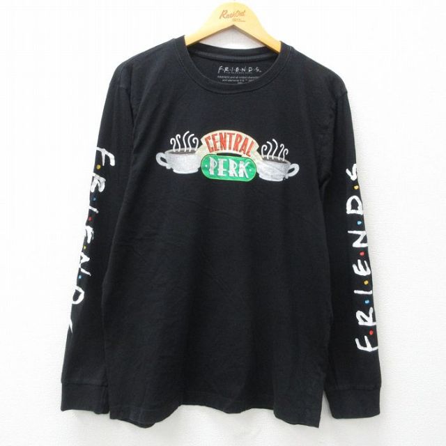 L★古着 長袖 Tシャツ メンズ ドラマ フレンズ コットン クルーネック 黒 ブラック 25mar31 中古