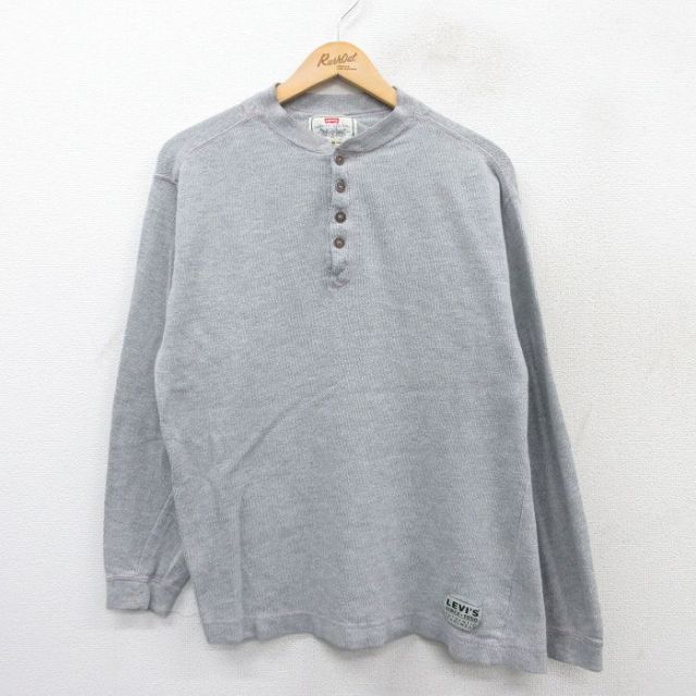 L★古着 リーバイス Levis 長袖 ビンテージ Tシャツ メンズ 00年代 00s ヘンリーネック グレー 25mar31 中古