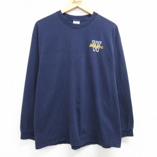 【50%OFF】XL★古着 長袖 ビンテージ Tシャツ メンズ 00年代 00s Webster コットン クルーネック 紺 ネイビー 25apr02 中古