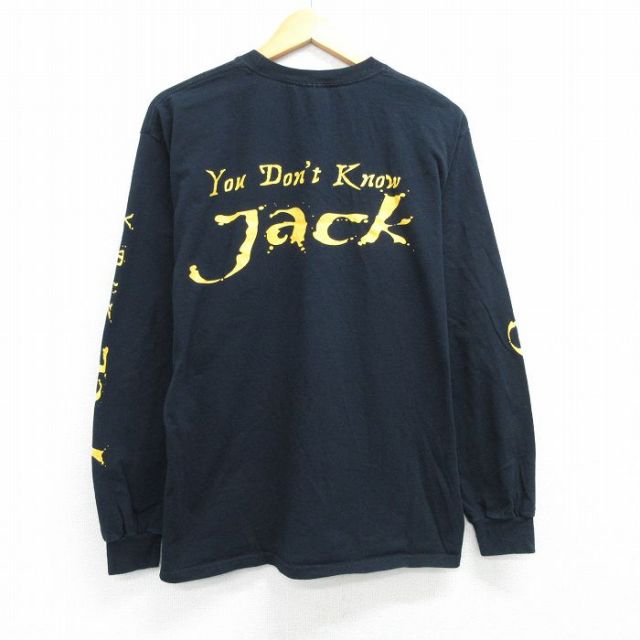 L★古着 長袖 ビンテージ Tシャツ メンズ 00年代 00s Jacks コットン クルーネック 黒 ブラック 25apr02 中古