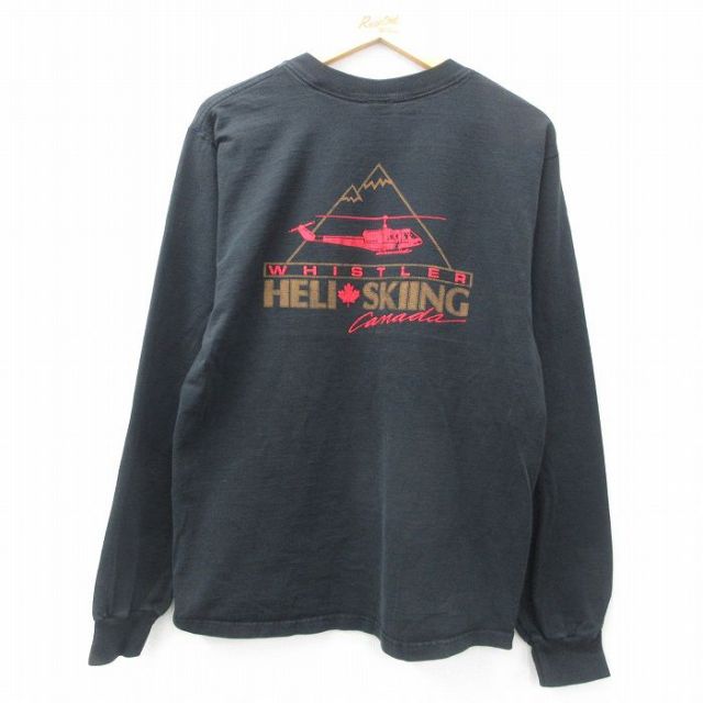 L★古着 フルーツオブザルーム 長袖 ビンテージ Tシャツ メンズ 00年代 00s ヘリコプター コットン クルーネック 黒 ブラック 25apr11 中古