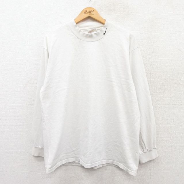 【50%OFF】ナイキ 90s 長袖Tシャツ ワンポイントロゴ ホワイト XL | 古着