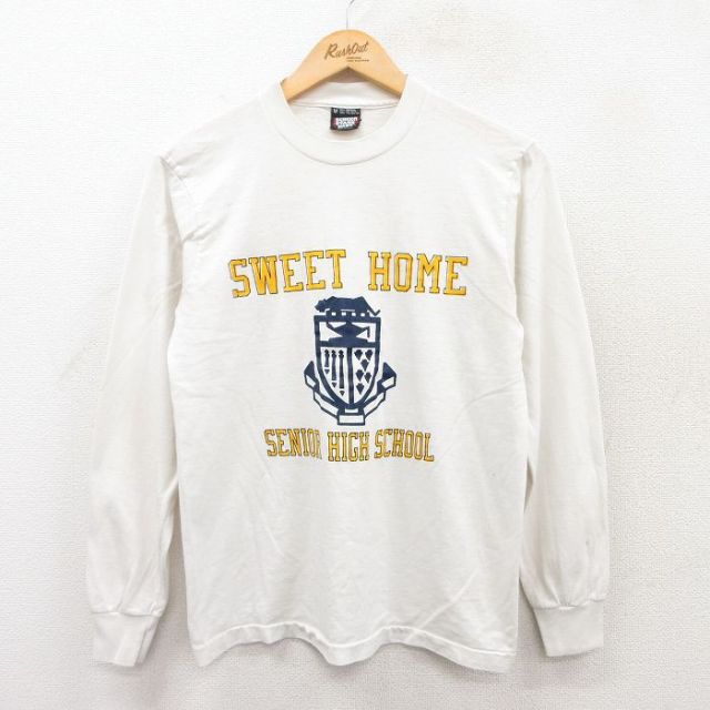 S★古着 スクリーンスターズ 長袖 ビンテージ Tシャツ メンズ 80年代 80s SWEET HOME クルーネック USA製 白 ホワイト 25apr17 中古