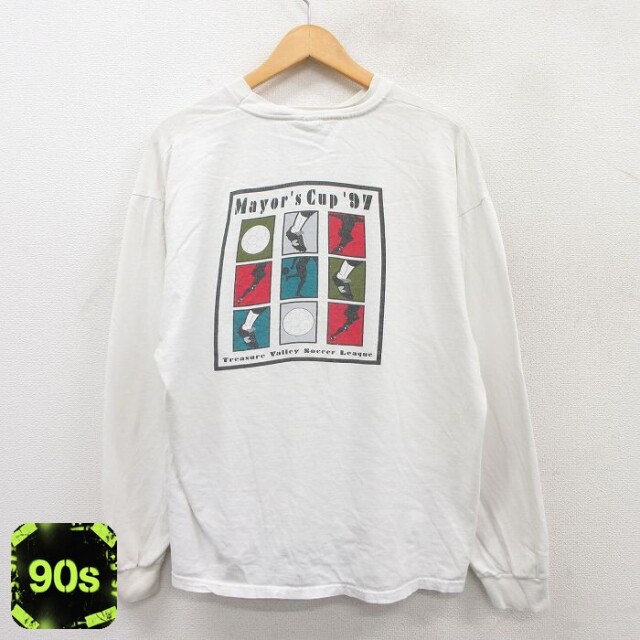 ヘインズ 90s 長袖Tシャツ サッカー ホワイト XL | 古着