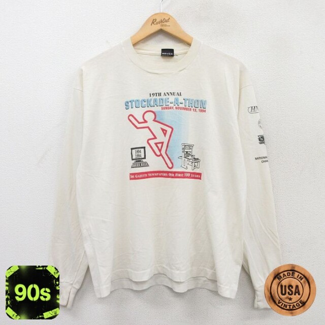 スクリーンスターズ 90s 長袖Tシャツ STOCKADE ホワイト XL | 古着