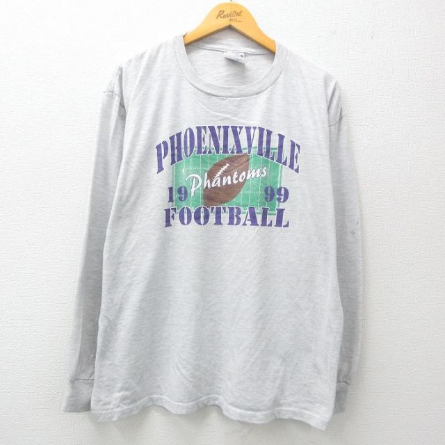 【50%OFF】90s 長袖Tシャツ フットボール グレー XL | 古着