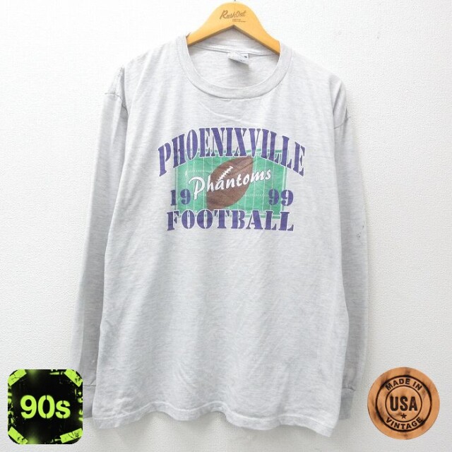 90s 長袖Tシャツ フットボール グレー XL | 古着