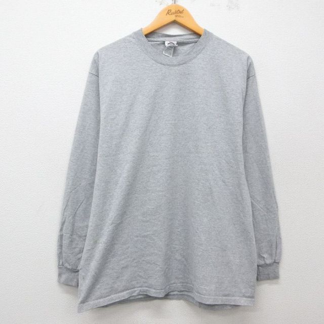 【50%OFF】XL★古着 長袖 ビンテージ Tシャツ メンズ 00年代 00s 無地 クルーネック グレー 霜降り 25apr23 中古