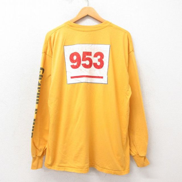 XL★古着 長袖 ビンテージ Tシャツ メンズ 00年代 00s 953 大きいサイズ コットン クルーネック 黄 イエロー 25apr25 中古