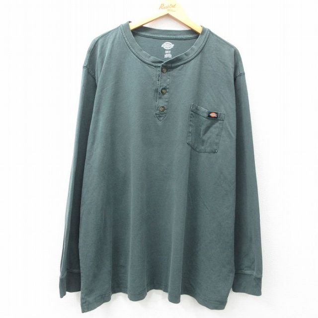 【50%OFF】ディッキーズ 長袖Tシャツ 胸ポケット付き グリーン XL | 古着