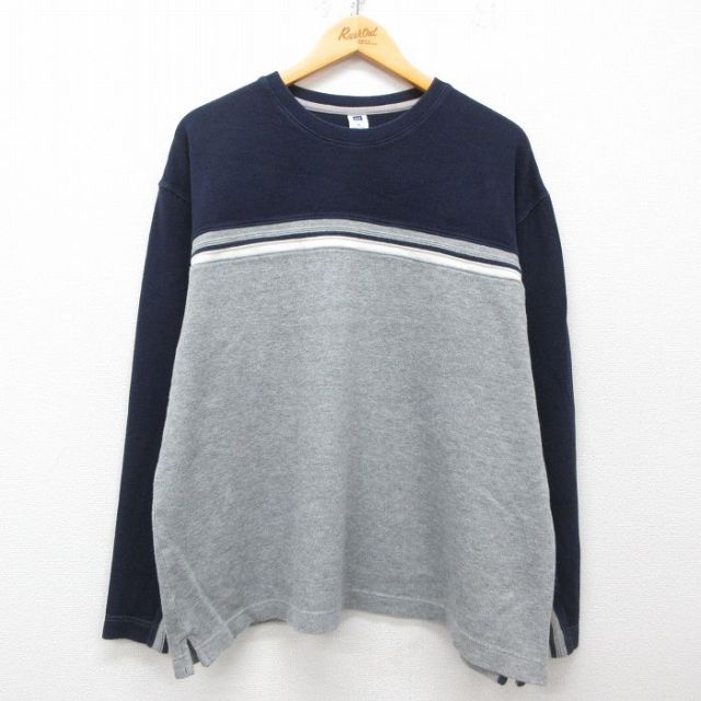 XL★古着 ギャップ GAP 長袖 Tシャツ メンズ 無地 大きいサイズ コットン クルーネック グレー 霜降り他 25apr26 中古