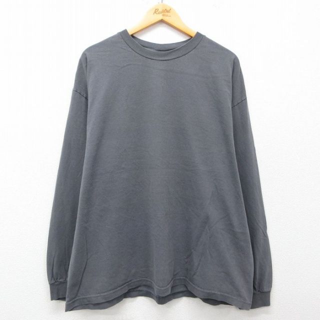 【50%OFF】XL★古着 STEVE&BARRYS 長袖 ビンテージ Tシャツ メンズ 00年代 00s 無地 大きいサイズ コットン クルーネック グレー 25apr26 中古