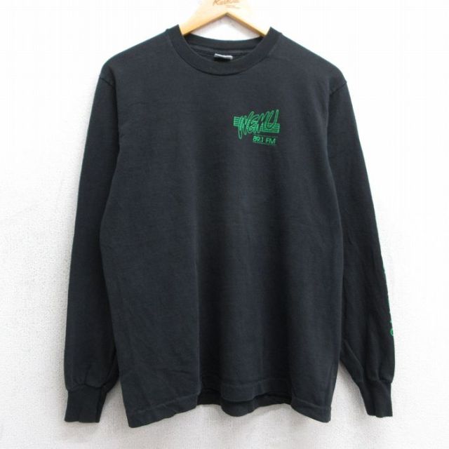 M★古着 フルーツオブザルーム 長袖 ビンテージ Tシャツ メンズ 90年代 90s WEMU コットン クルーネック USA製 黒 ブラック 25may02 中古