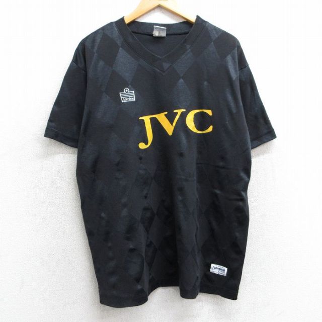 XL★古着 半袖 ビンテージ サッカー Tシャツ メンズ 90年代 90s アドミラル JVC Vネック USA製 黒 ブラック 25may02 中古