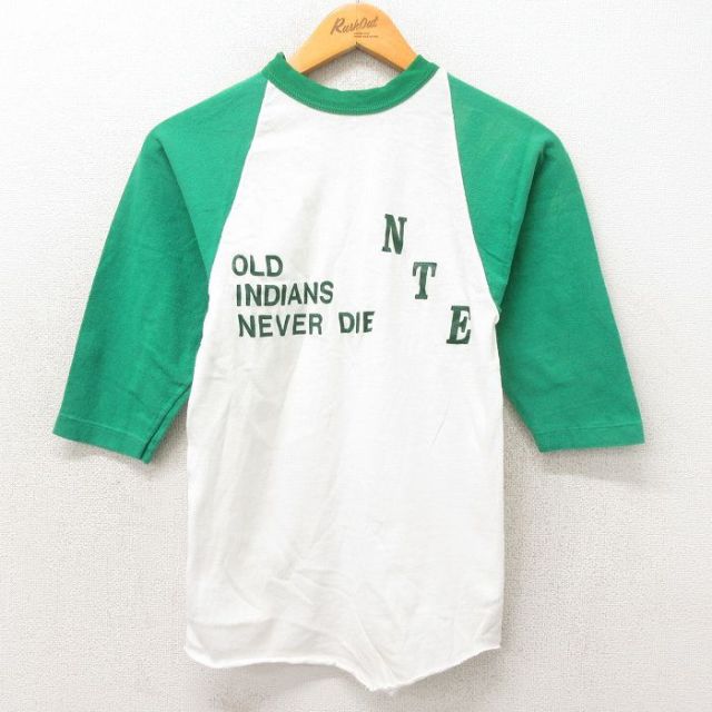 XS★古着 ラッセル 7分袖 ビンテージ Tシャツ メンズ 70年代 70s NTE ツートンカラー ラグラン クルーネック 白 ホワイト 25may12 中古 7分丈 七分丈 七分袖
