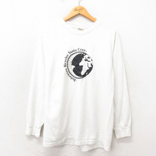 M★古着 長袖 ビンテージ Tシャツ メンズ 90年代 90s サンタクルーズ コットン クルーネック USA製 白 ホワイト 25may17 中古