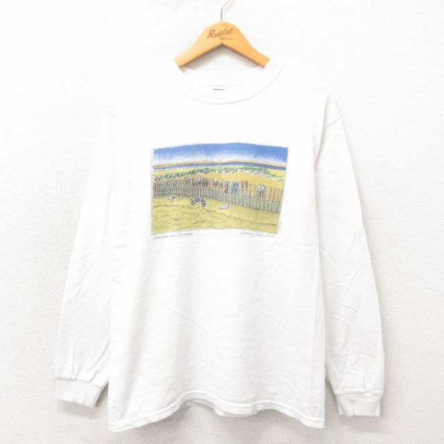 L★古着 長袖 ビンテージ Tシャツ メンズ 00年代 00s ケープコッド コットン クルーネック 白 ホワイト 25may17 中古