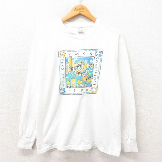 【50%OFF】フルーツオブザルーム 90s 長袖Tシャツ YMCA ホワイト L | 古着