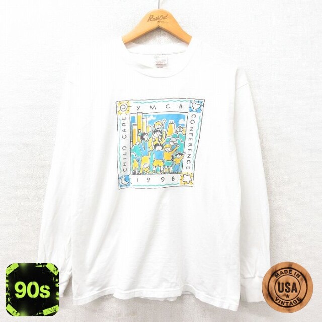 【50%OFF】フルーツオブザルーム 90s 長袖Tシャツ YMCA ホワイト L | 古着