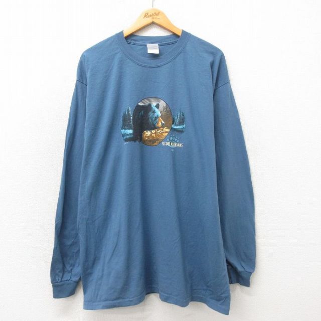 【50%OFF】00s 長袖Tシャツ クマ ネイビー XL | 古着