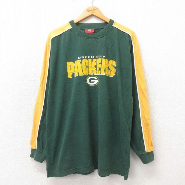 XL★古着 長袖 ビンテージ Tシャツ メンズ 00年代 00s NFL グリーンベイパッカーズ 大きいサイズ クルーネック 緑 グリーン アメフト スーパーボウル 25may21 中古