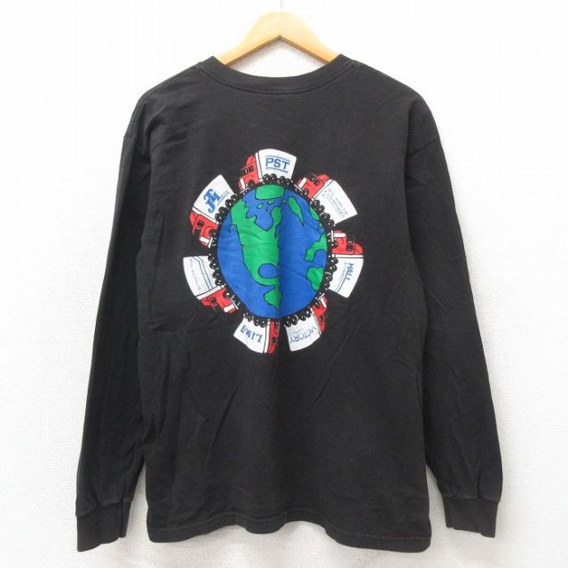L★古着 長袖 ビンテージ Tシャツ メンズ 90年代 90s トラック 胸ポケット付き コットン クルーネック USA製 黒 ブラック 【spe】 25may22 中古