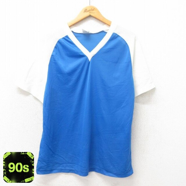 【50%OFF】90s 半袖Tシャツ Vネック ライトブルー L | 古着
