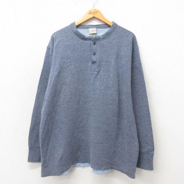 【50%OFF】XL★古着 長袖 ビンテージ Tシャツ メンズ 00年代 00s 大きいサイズ ヘンリーネック グレー 25may23 中古