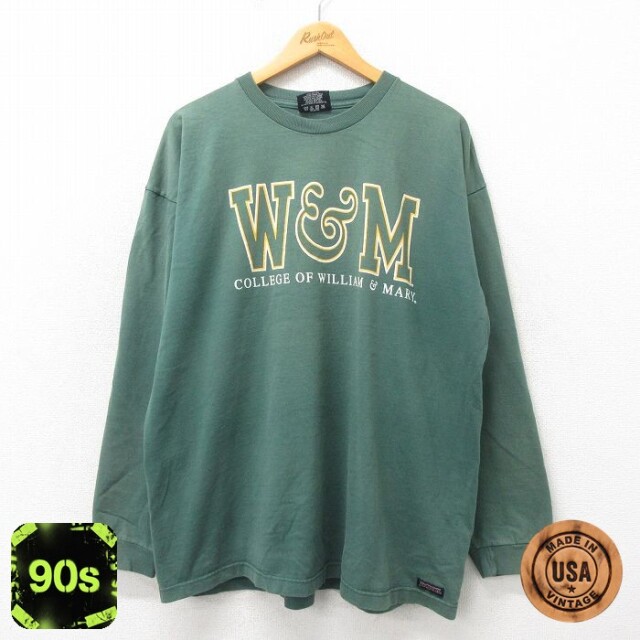 【50%OFF】ジャンスポーツ 90s 長袖Tシャツ W&M グリーン XL | 古着