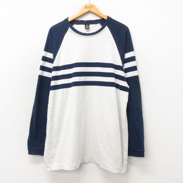 XL★古着 リーバイス Levis 長袖 Tシャツ メンズ 大きいサイズ ツートンカラー コットン ラグラン クルーネック 紺 ネイビー 25may24 中古
