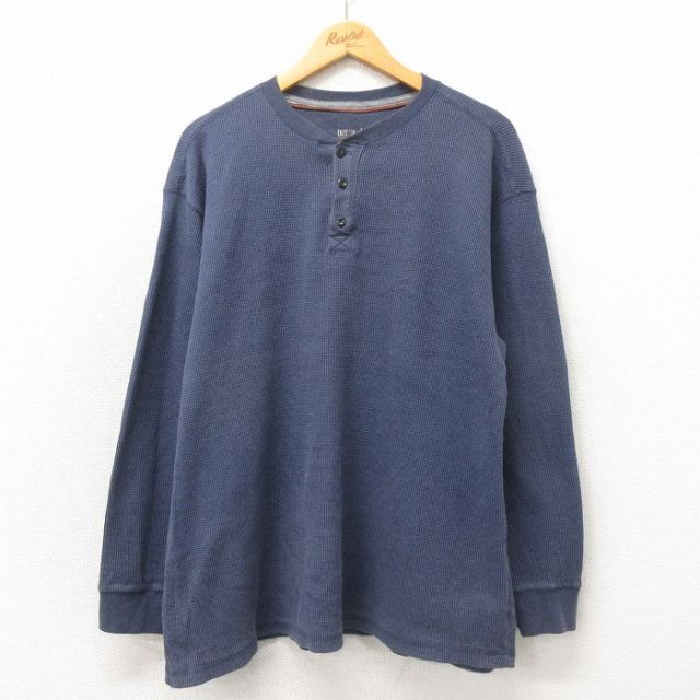 古着通販 XL☆古着 長袖 サーマル Tシャツ メンズ 無地 大きいサイズ