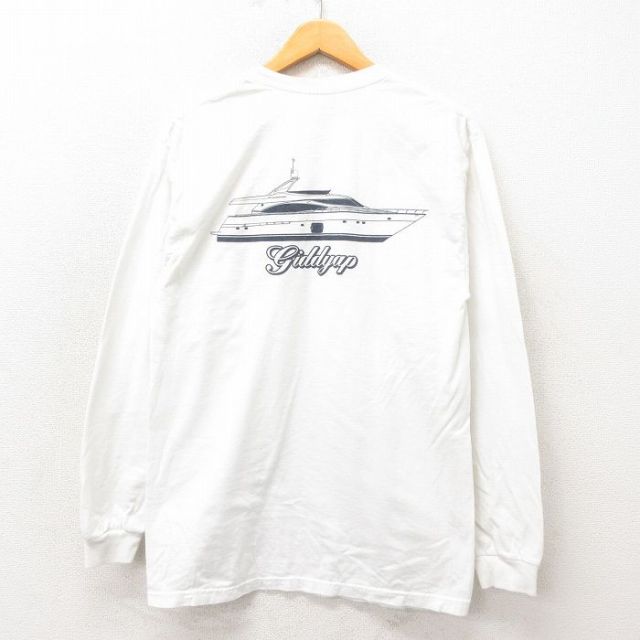 M★古着 ヘインズ Hanes 長袖 ビンテージ Tシャツ メンズ 00年代 00s ボート 胸ポケット付き コットン クルーネック 白 ホワイト 25may24 中古