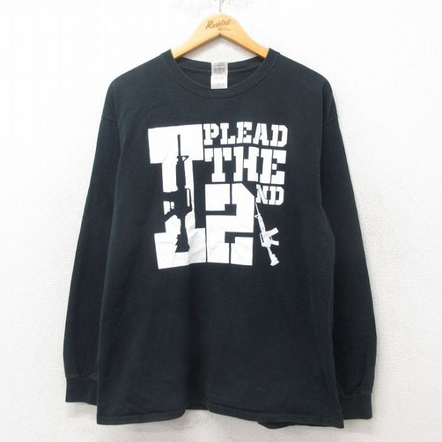 L★古着 長袖 ビンテージ Tシャツ メンズ 00年代 00s マシンガン コットン クルーネック 黒 ブラック 25jun06 中古