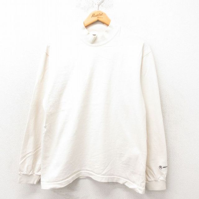 L★古着 長袖 ビンテージ Tシャツ メンズ 90年代 90s モトローラ コットン モックネック ハイネック USA製 生成り 25jun06 中古
