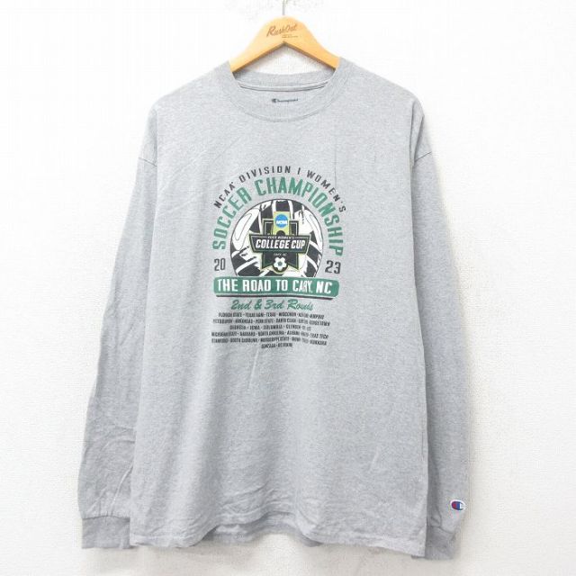チャンピオン 長袖Tシャツ サッカー グレー XL | 古着