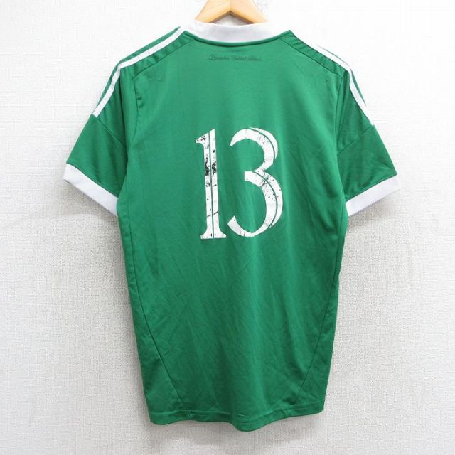 L★古着 半袖 サッカー Tシャツ メンズ ドイツサッカー連盟 13 クルーネック 緑 グリーン 25jun09 中古