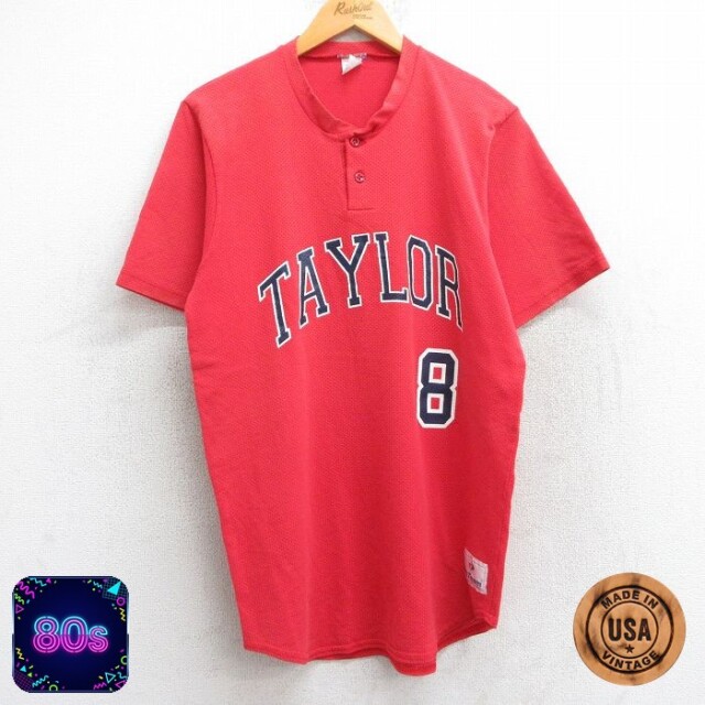 【50%OFF】80s 半袖Tシャツ TAYLOR 8 メッシュ地 レッド M | 古着