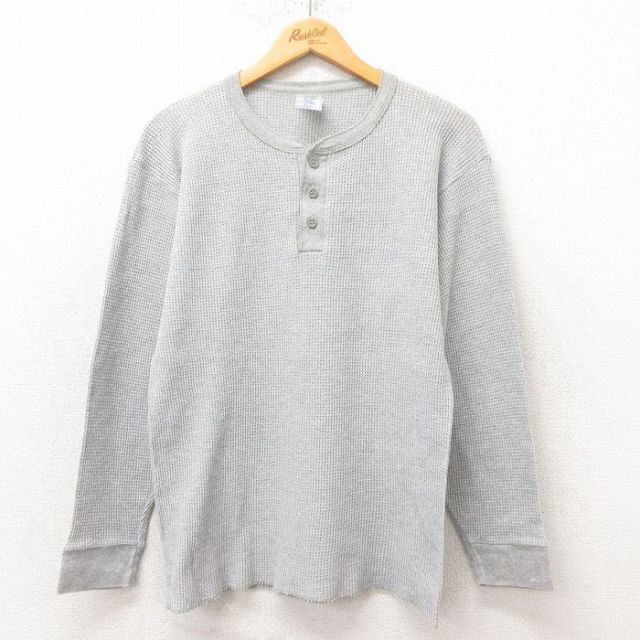 XL★古着 フルーツオブザルーム 長袖 ビンテージ サーマル Tシャツ メンズ 00年代 00s 無地 ヘンリーネック グレー 25jun12 中古