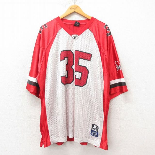 XL★古着 スターター STARTER 半袖 フットボール Tシャツ メンズ ハスカーズ メッシュ地 大きいサイズ Vネック 赤 レッド ユニフォーム ゲームシャツ 25jun12 中古
