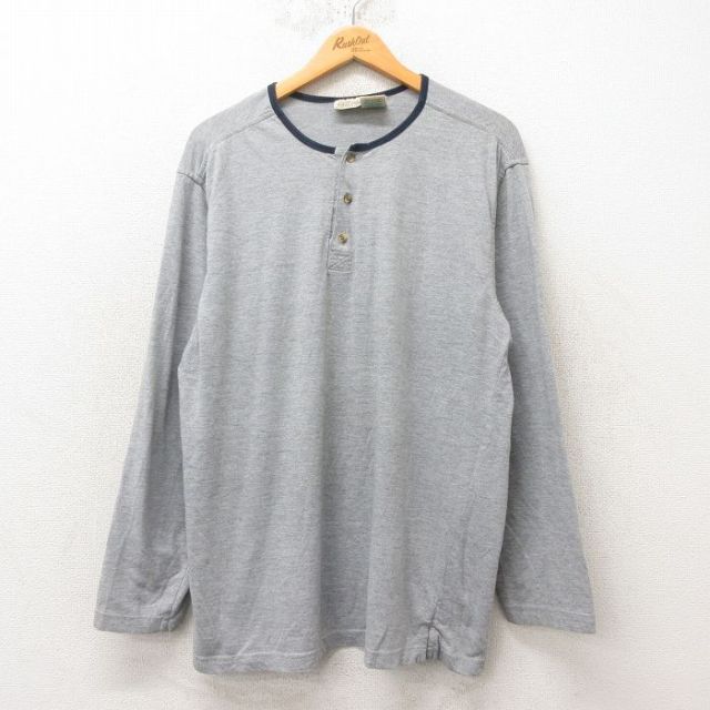 XL★古着 セントジョンズベイ 長袖 ビンテージ Tシャツ メンズ 00年代 00s 無地 ヘンリーネック グレー 霜降り 25jun12 中古