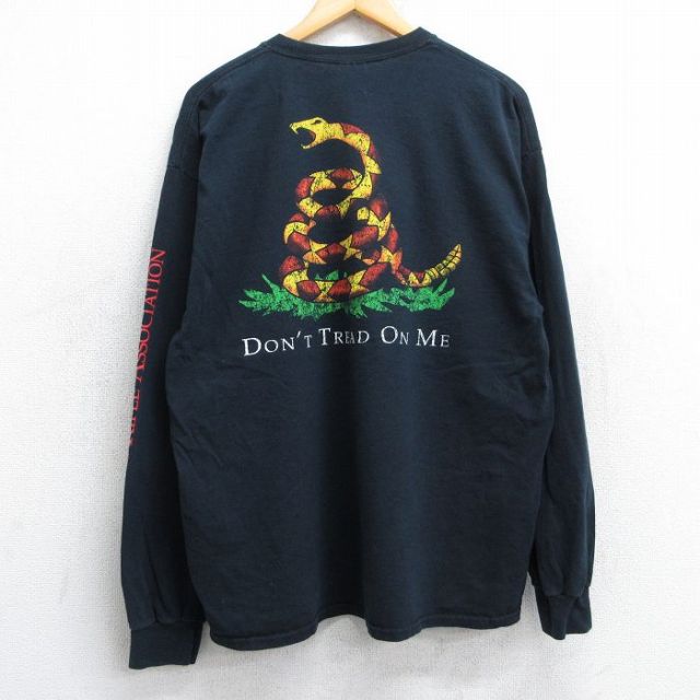 XL★古着 長袖 ビンテージ Tシャツ メンズ 00年代 00s NRA ヘビ コットン クルーネック 黒 ブラック 25jun13 中古