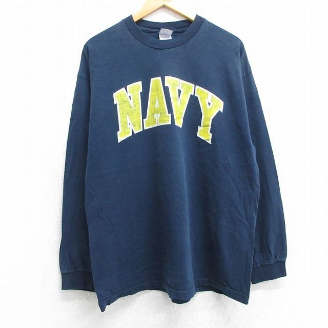 【50%OFF】00s 長袖Tシャツ ミリタリー ネイビー XL | 古着
