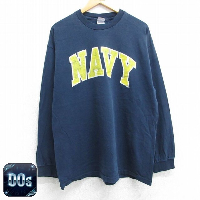 【50%OFF】00s 長袖Tシャツ ミリタリー ネイビー XL | 古着