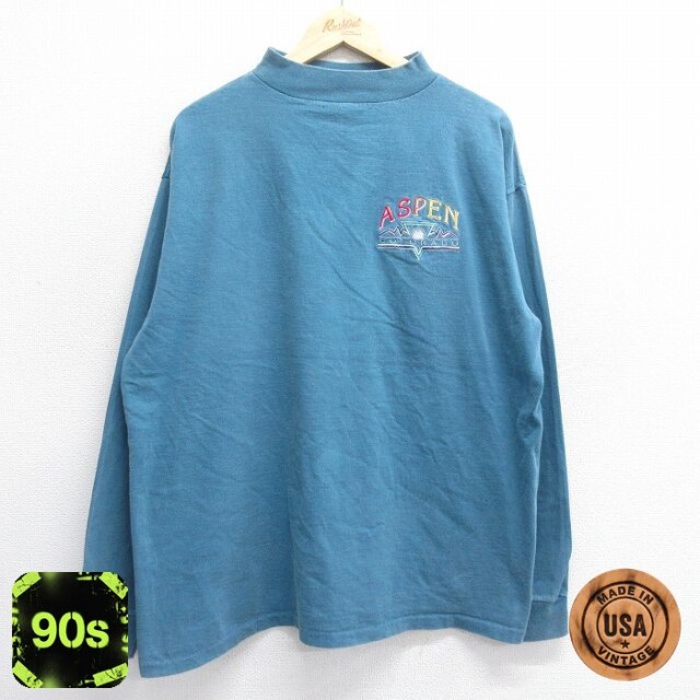 【50%OFF】90s 長袖Tシャツ ASPEN ライトブルー XL | 古着