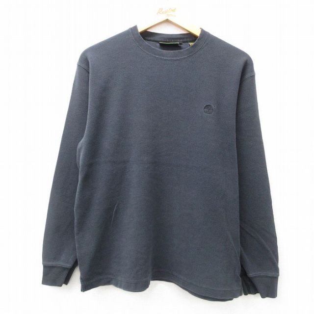 XL★古着 ティンバーランド 長袖 ビンテージ サーマル Tシャツ メンズ 00年代 00s ワンポイントロゴ コットン クルーネック 黒 ブラック 25jun19 中古