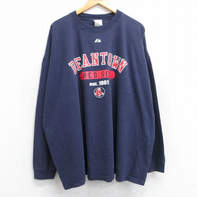 【50%OFF】マジェスティック 00s 長袖Tシャツ ボストンレッドソックス ネイビー XL | 古着
